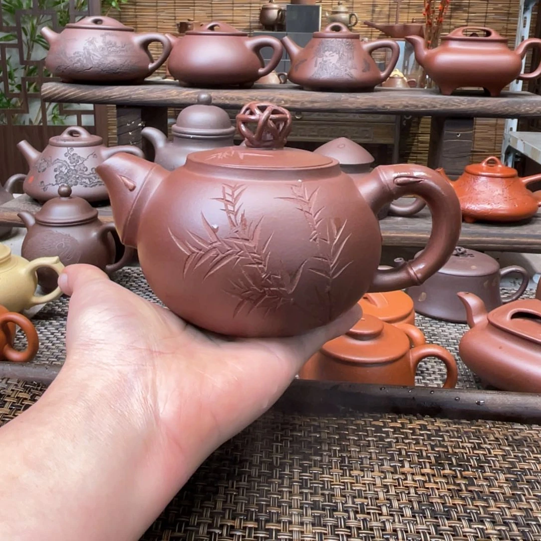紫砂茶壶宜兴原矿紫砂手工制450