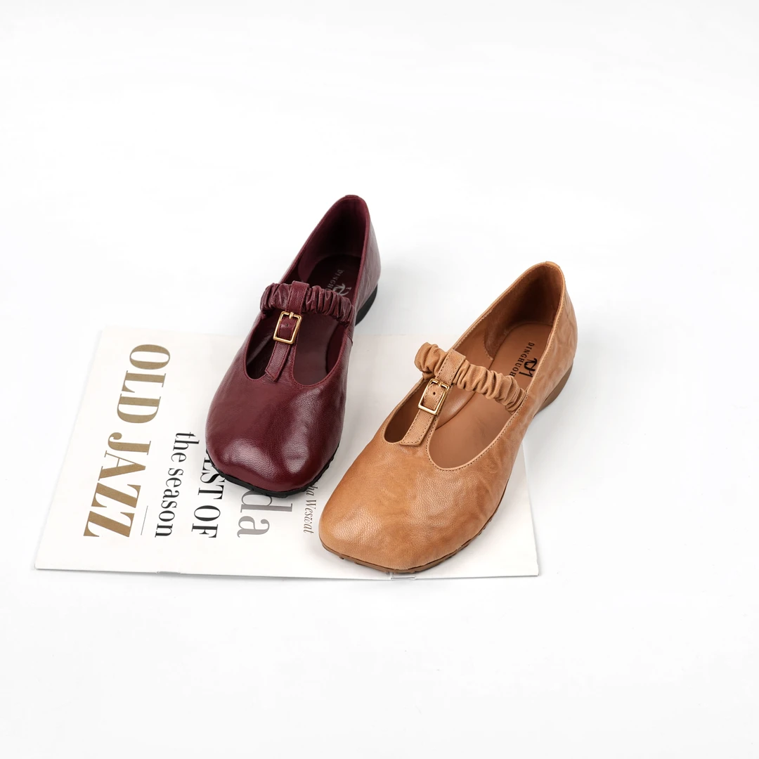 【Dhh】跟2cm•羊皮•方头法式小众单鞋复古T型显瘦百搭配裙玛丽珍鞋