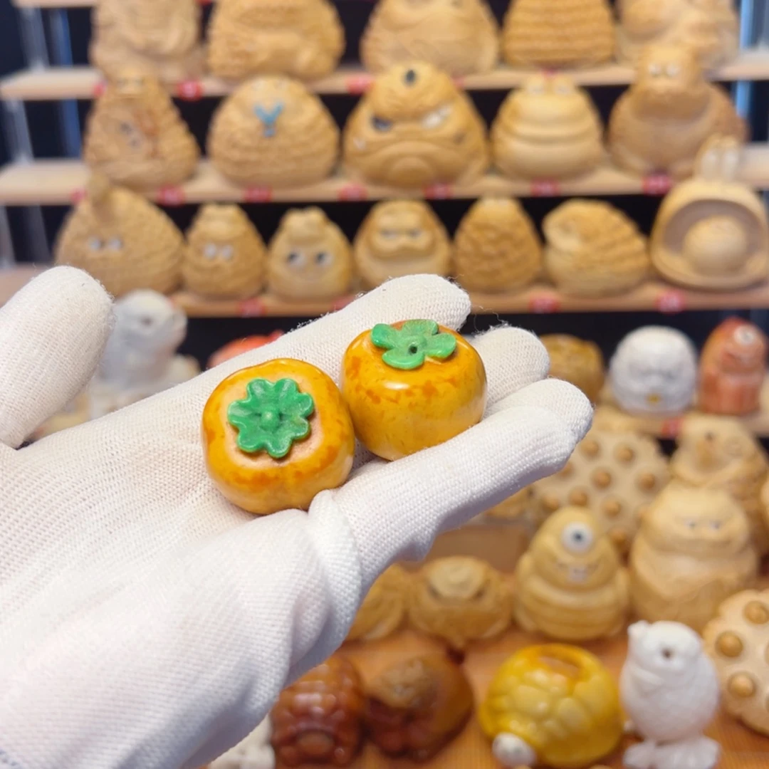 竹类鹿角根付柿子单颗11111444