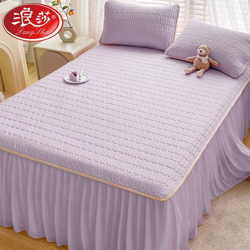 乳胶凉席冰丝席三件套软凉席子空调席床裙可机洗水洗