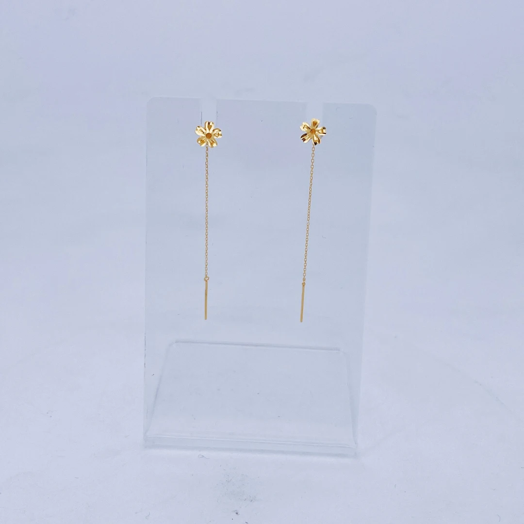 足金999黄金镂空 五瓣花金耳线0.68+ 2522008002