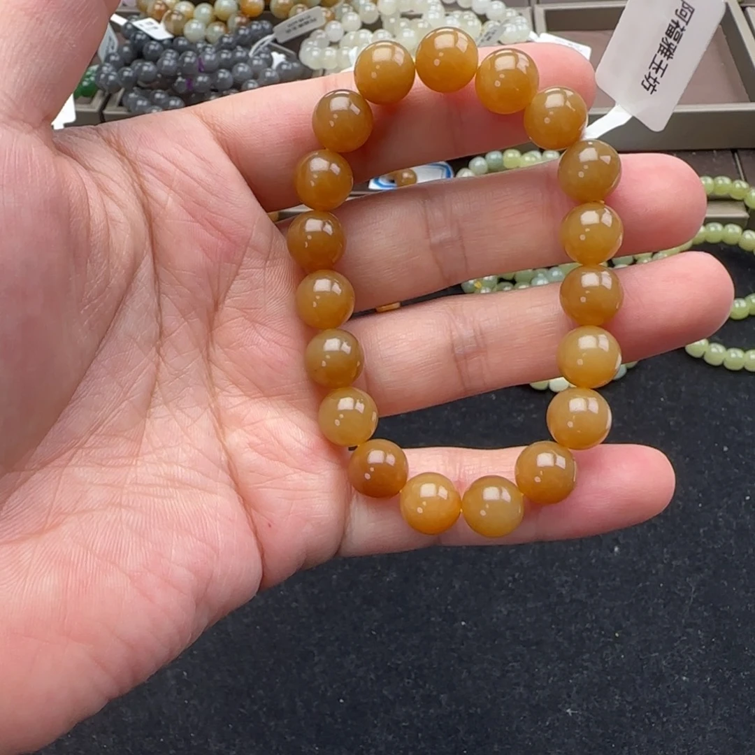 和田玉未镶嵌手链卡10黄金糖，76