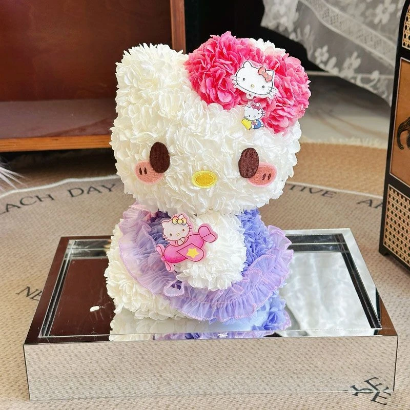 紫色系永生花hellokitty凯蒂猫哈喽KT礼盒摆件生日礼物七夕送女生