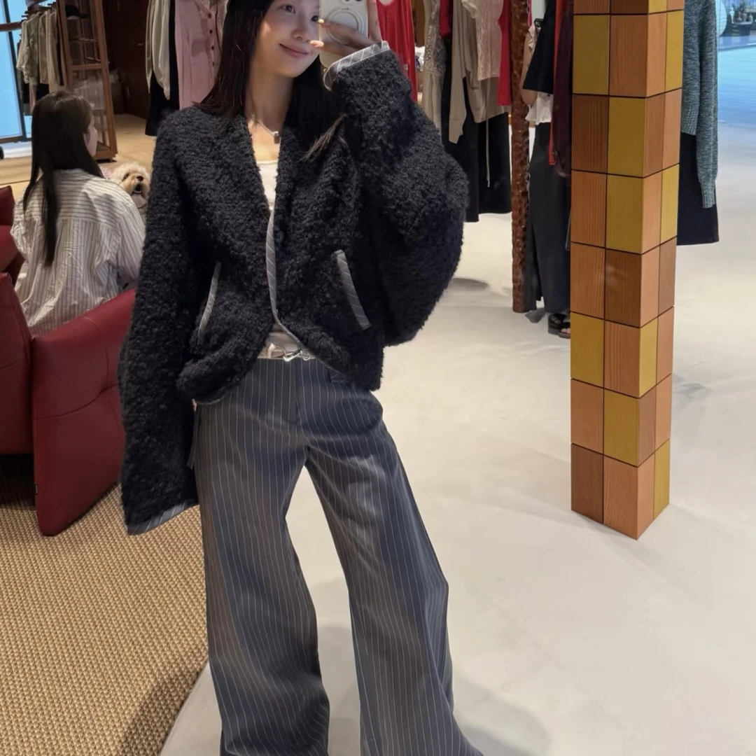 【lunan】热巴同款落肩羊毛保暖斗篷式外套