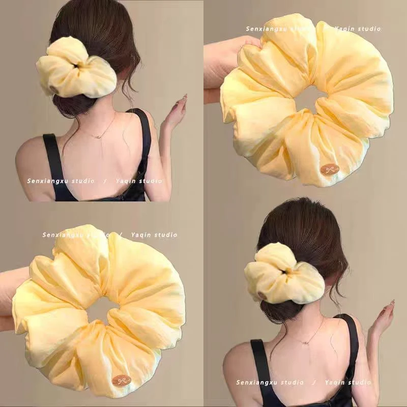 奶油泡芙黄色大肠发圈女高级感超大扎头发头绳韩系慵懒风绝美头饰