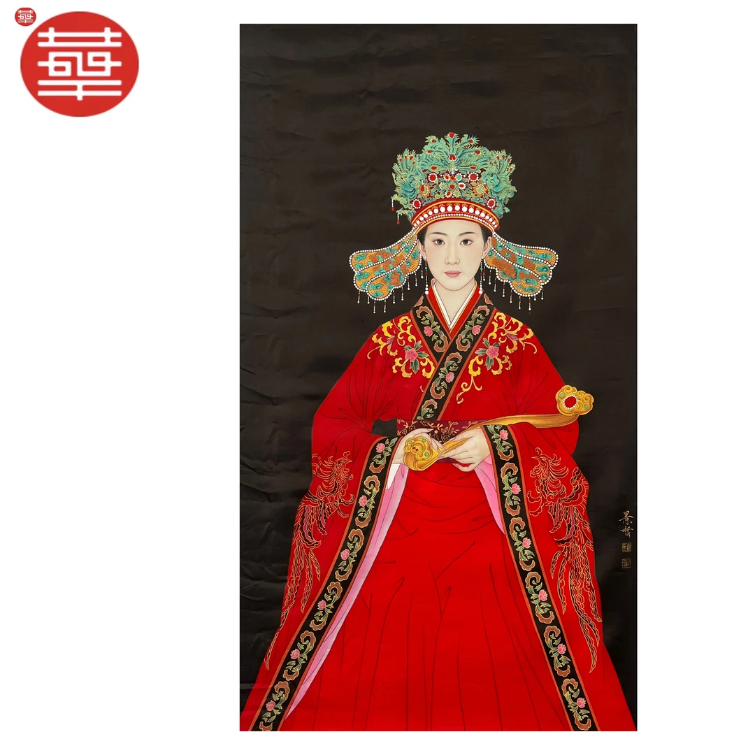 CJZ 绘画绢本静心《中国红》124×69