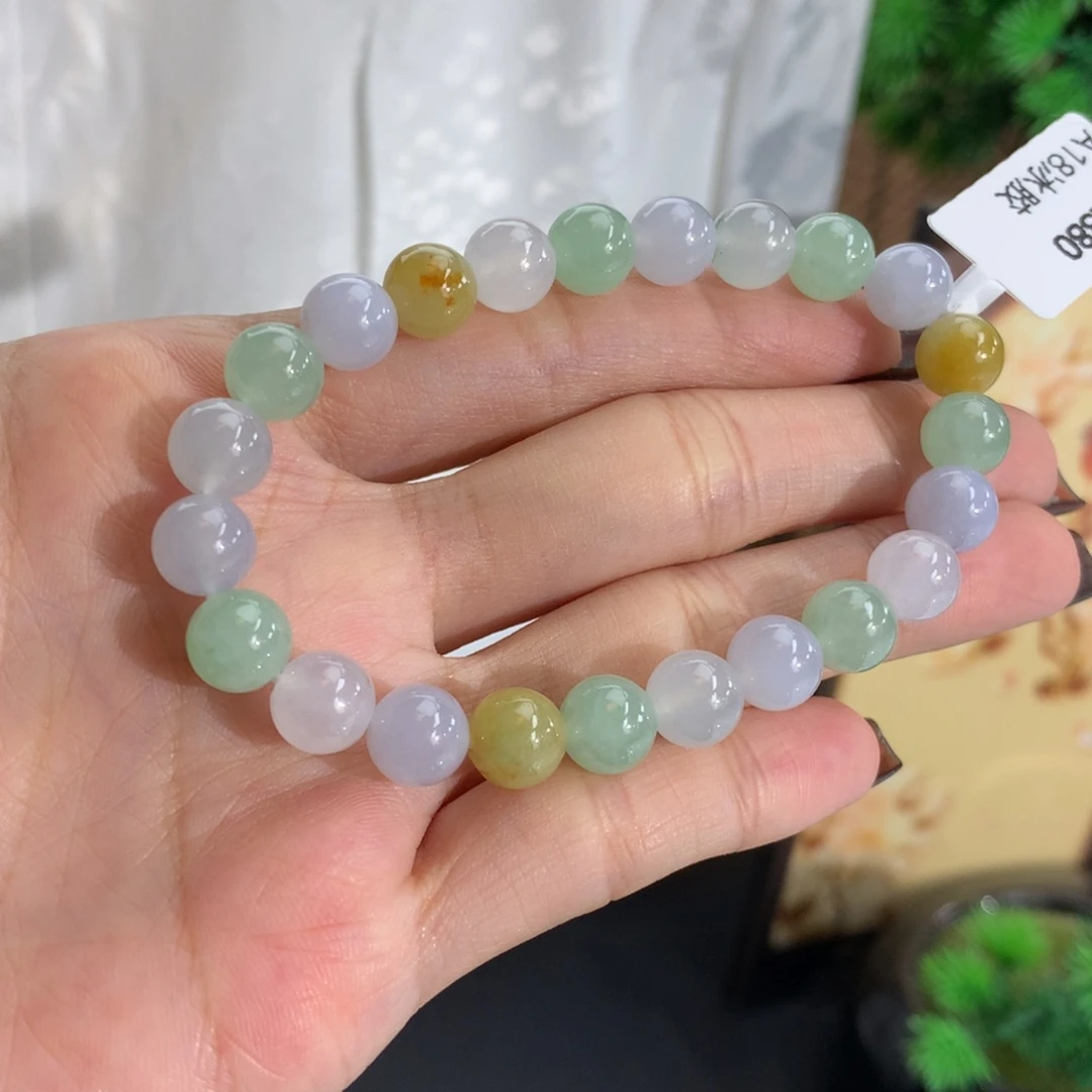 翡翠未镶嵌手串卡8冰胶多宝手串