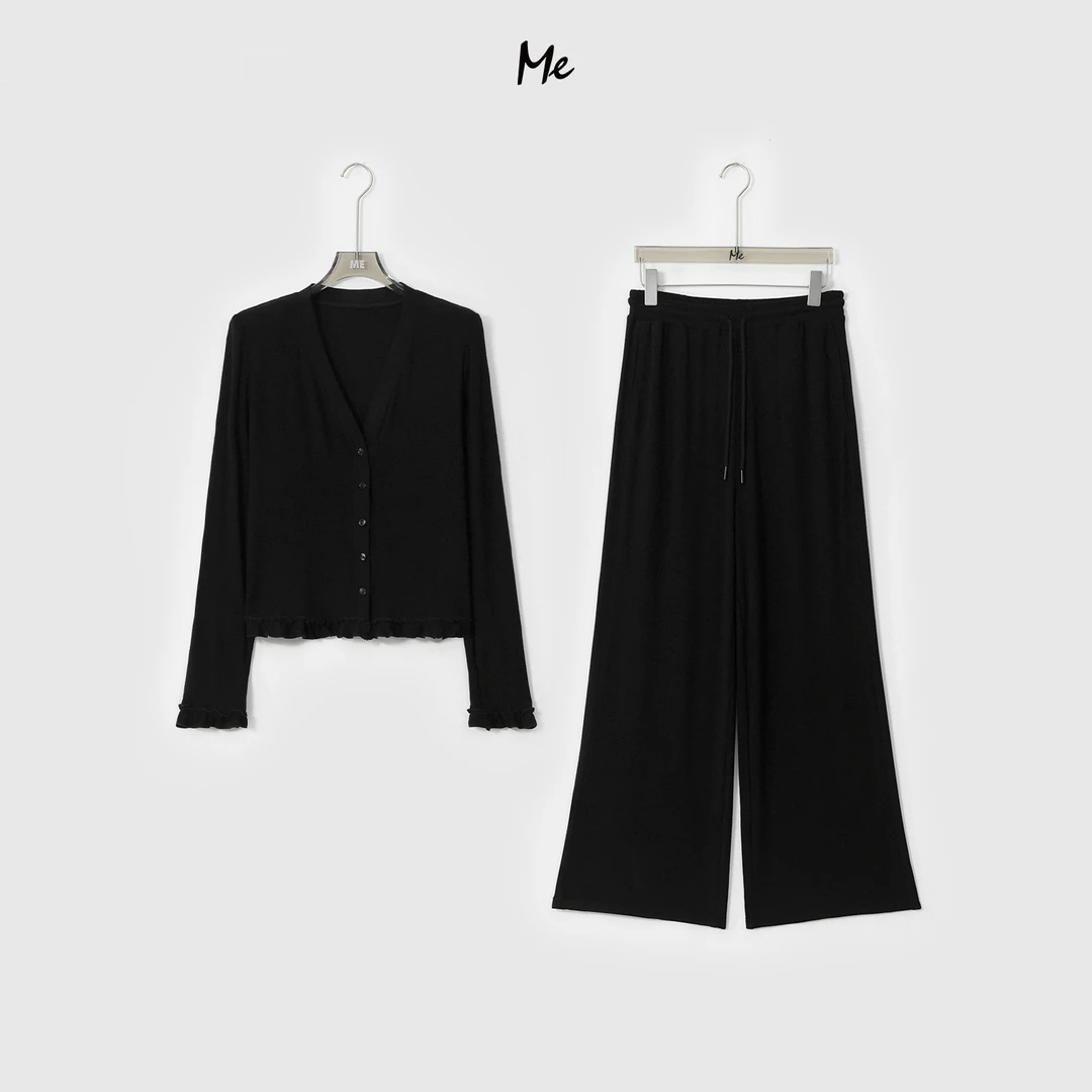 ME【木耳花懒人套装】超柔木耳边极简显瘦百搭休闲套装MESA0381
