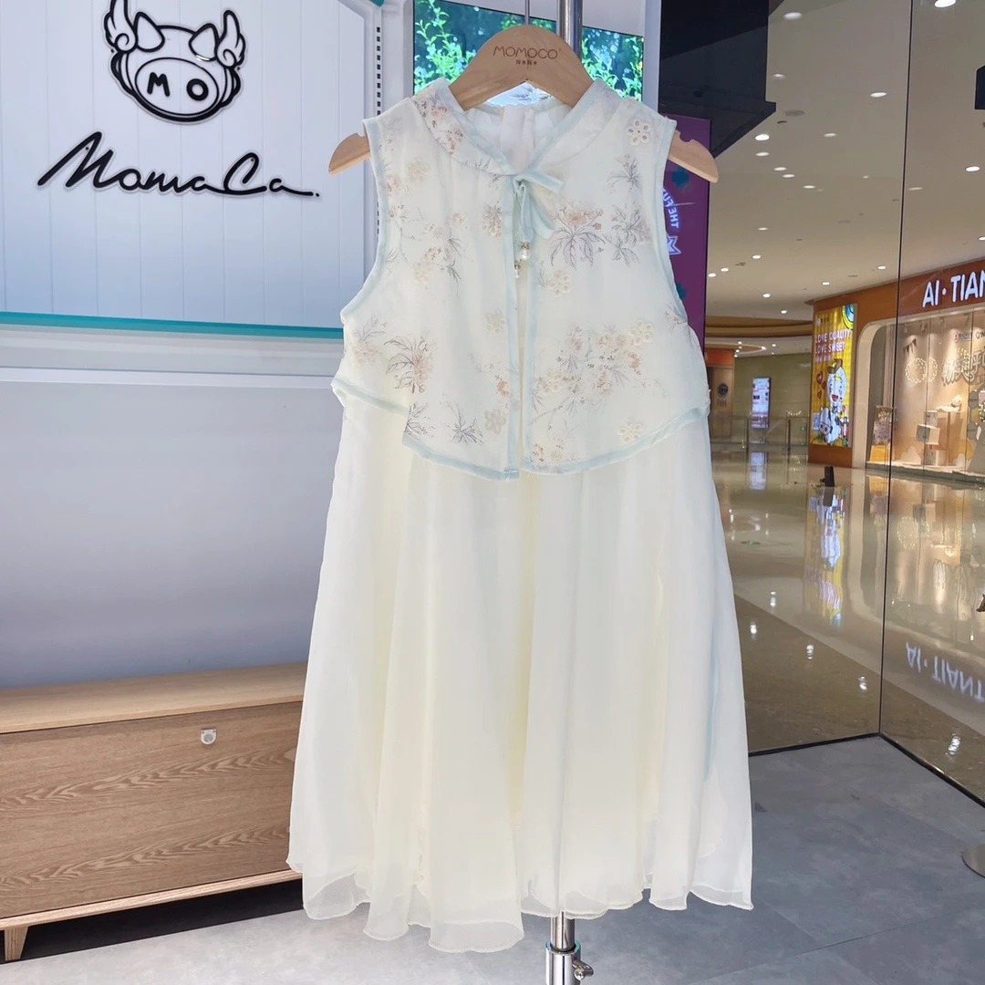 MOMOCO夏季女童甜美国风无袖连衣裙77630478021