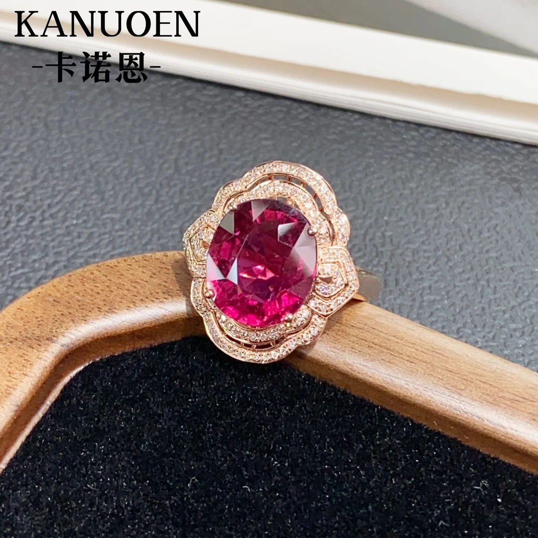 卡诺恩彩宝18k镶嵌钻石天然碧玺戒指时尚气质高雅