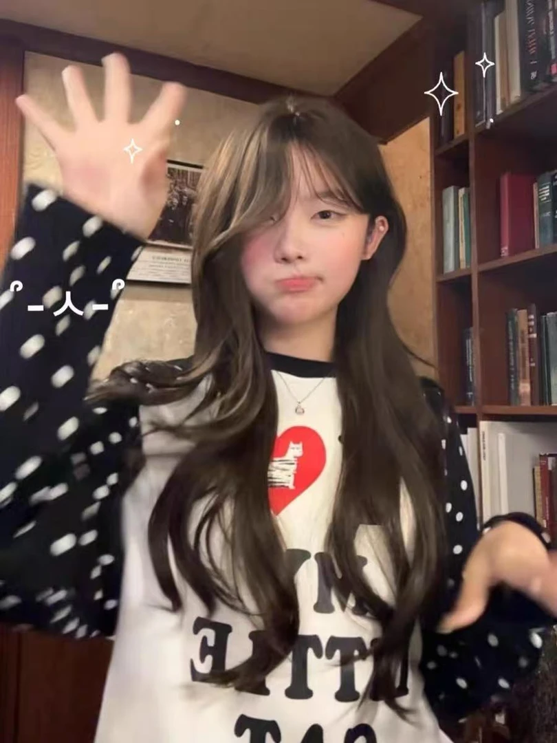 美式复古爱心波点撞色插肩长袖T恤女秋冬季宽松慵懒休闲情侣上衣