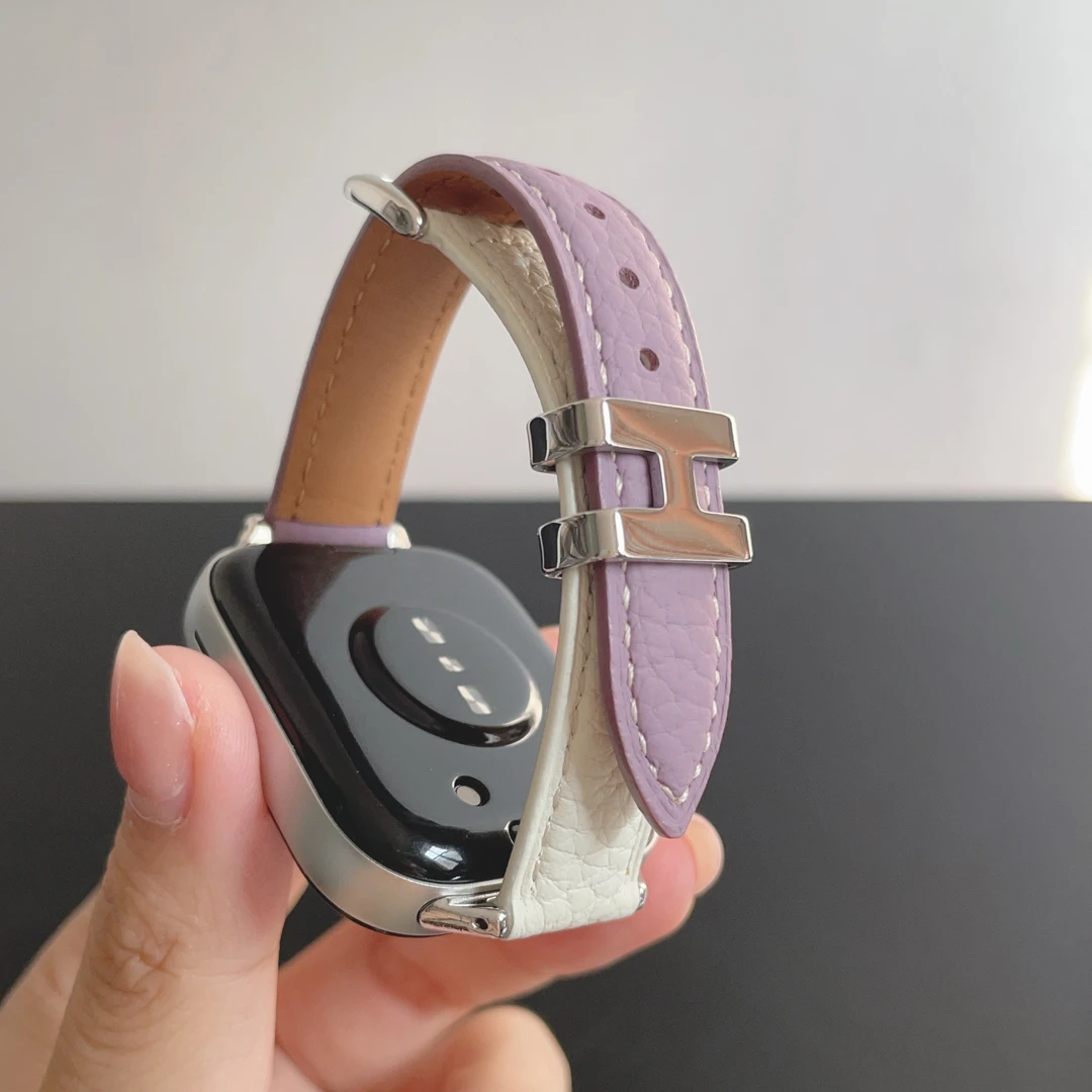 温柔H扣适用华为fit4手表4pro表带fit3荔枝纹皮华为手环1098腕带