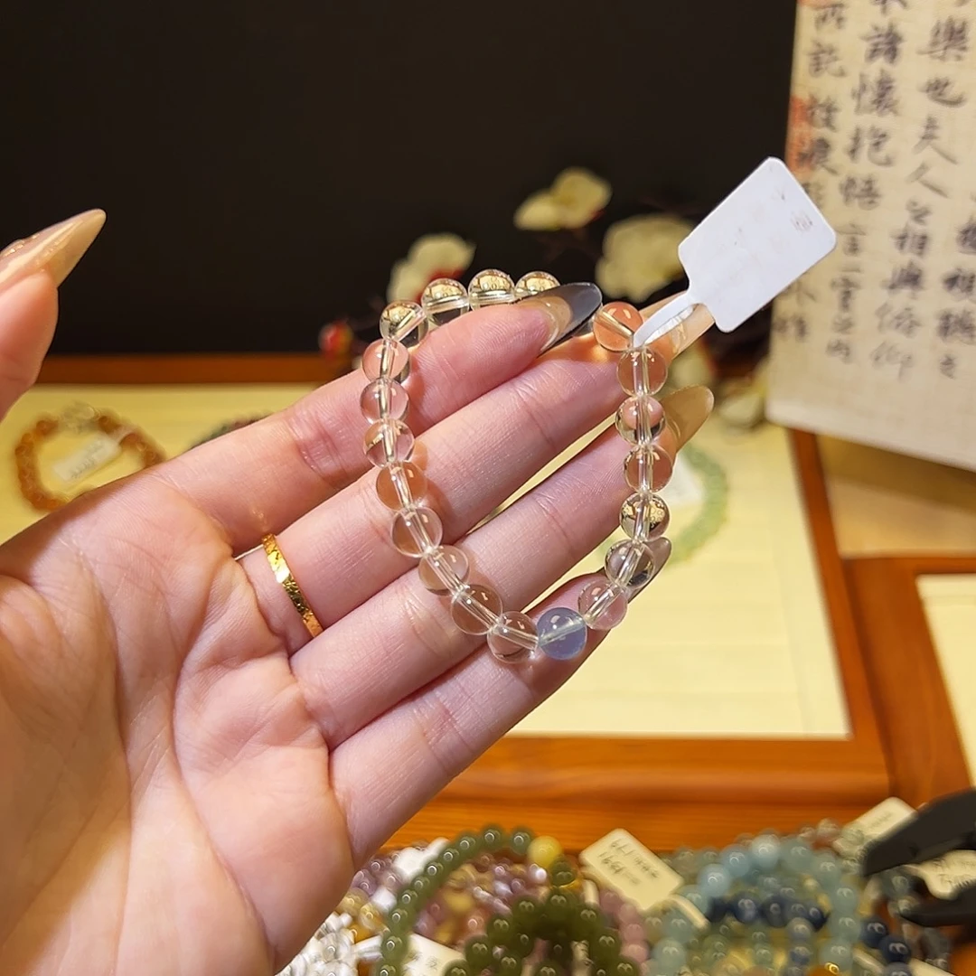 水晶手链银S925镶嵌-白500