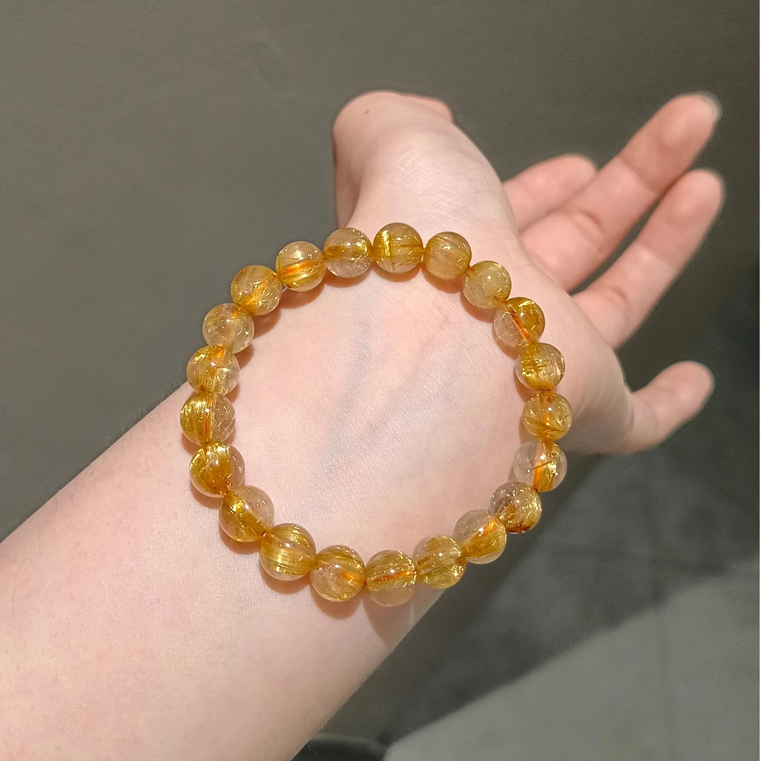 天然水晶金发晶8mm手串