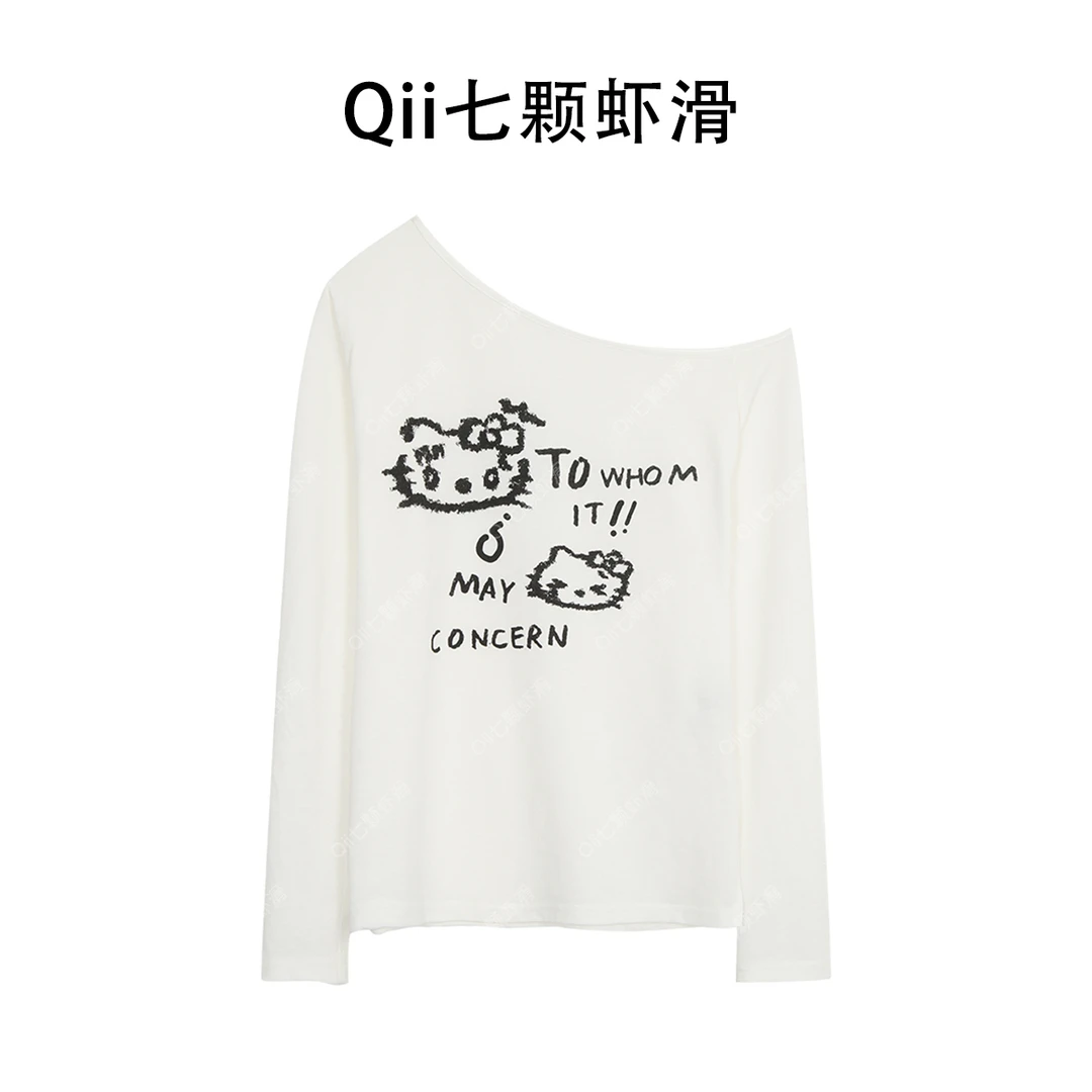 【七颗虾滑】2025新款kitty印花宽松慵懒风小众设计感T恤252T1821