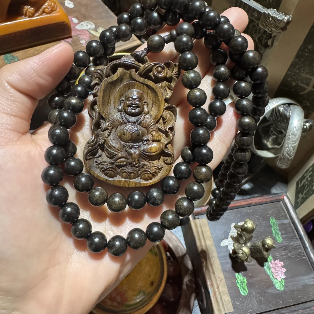 【闪购商品】木摆件开口笑佛公脖挂（不带罐子）