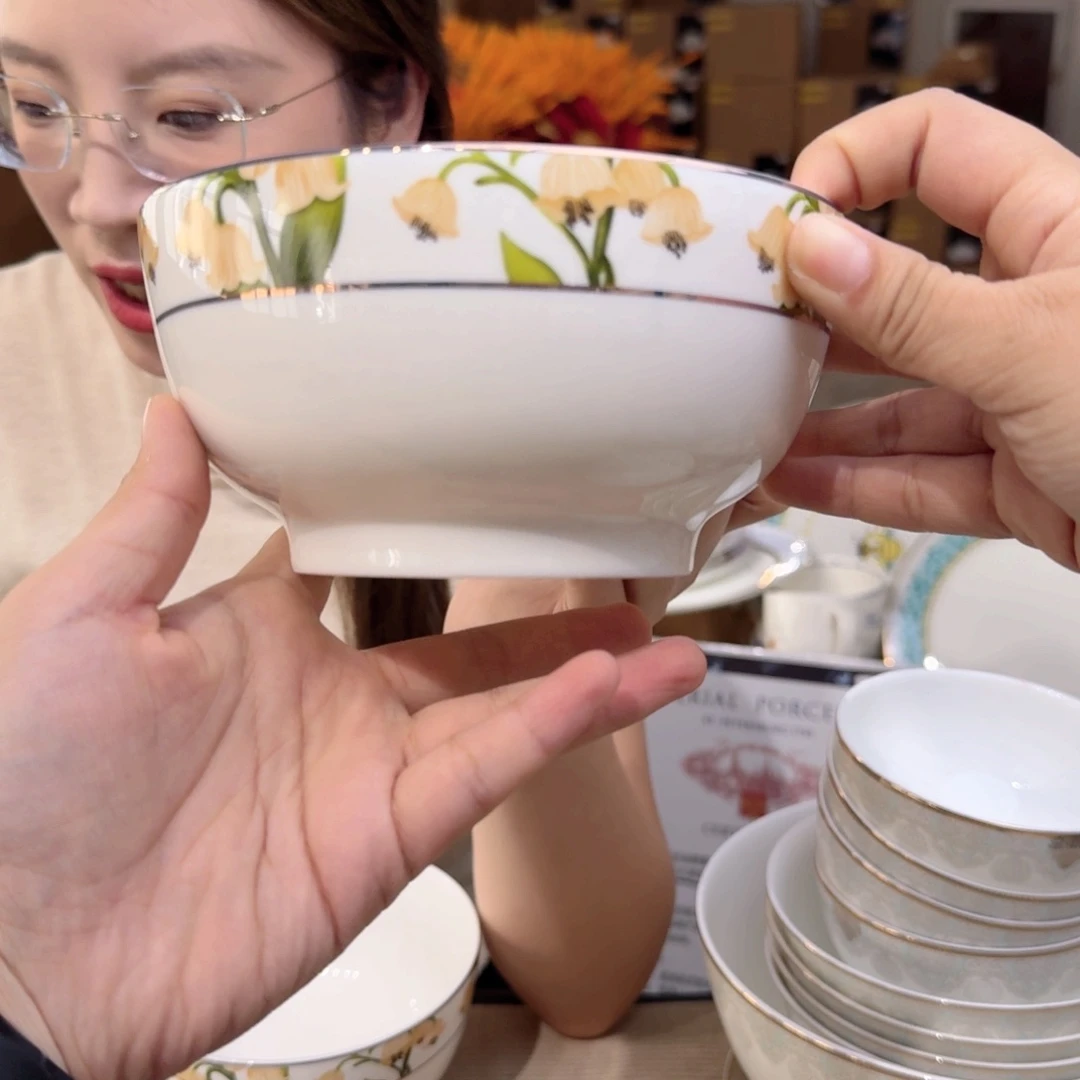 骨瓷高骨6英寸饭碗15cm4个外贸骨瓷