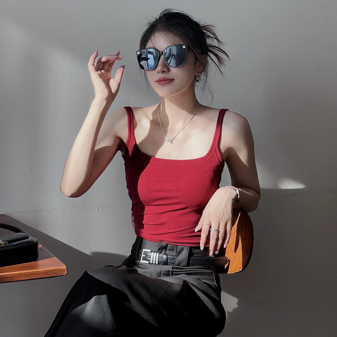 修身型带胸垫吊带修身美背显瘦可内搭外穿 默认瑕疵 No退No换