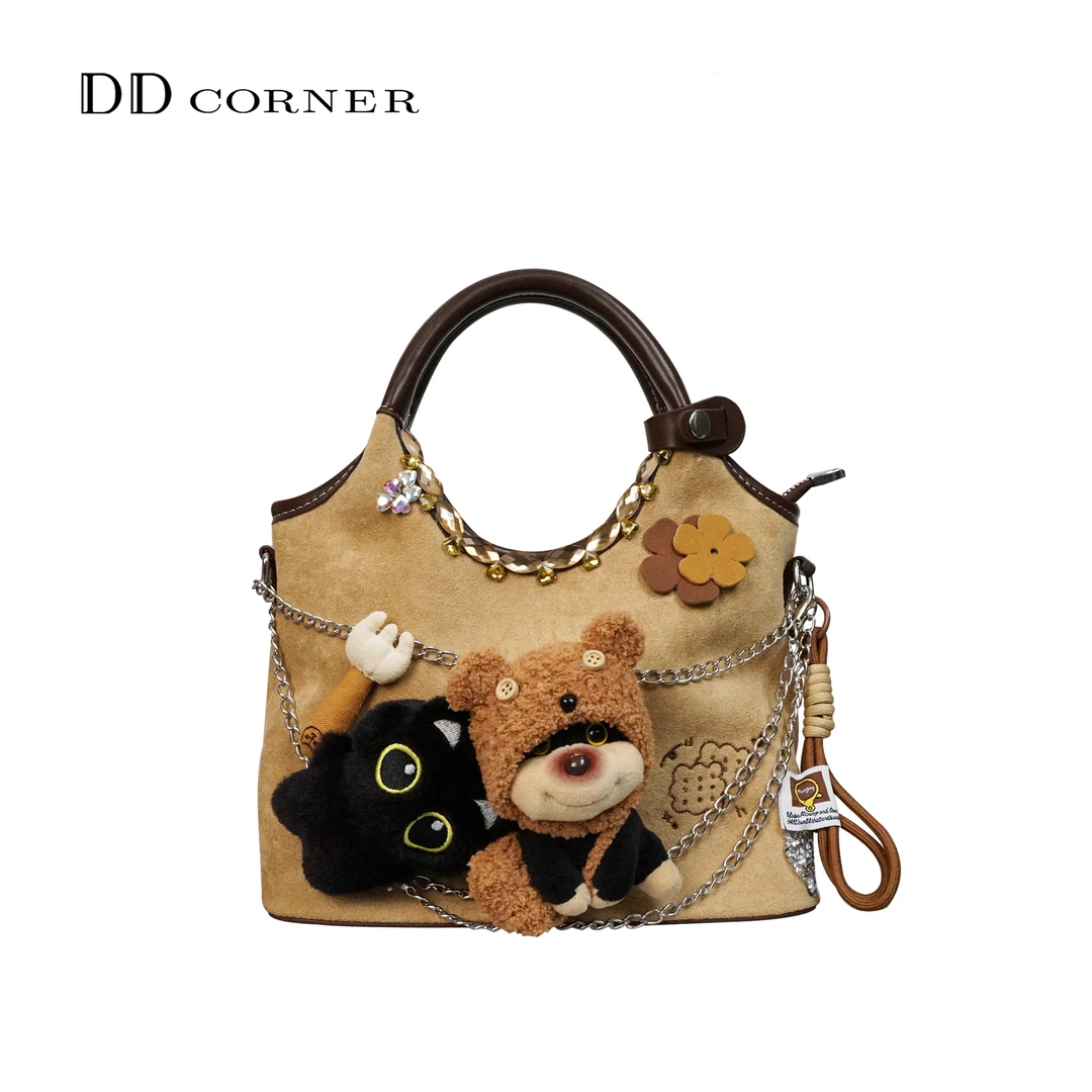 丁当角【冥想黑宝】原创手工定制菜篮子包包经典时尚甜酷水桶包礼物