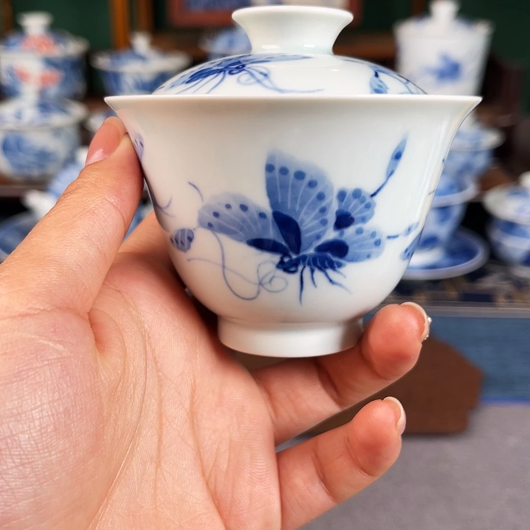 杯子蝴蝶盖碗100cc。