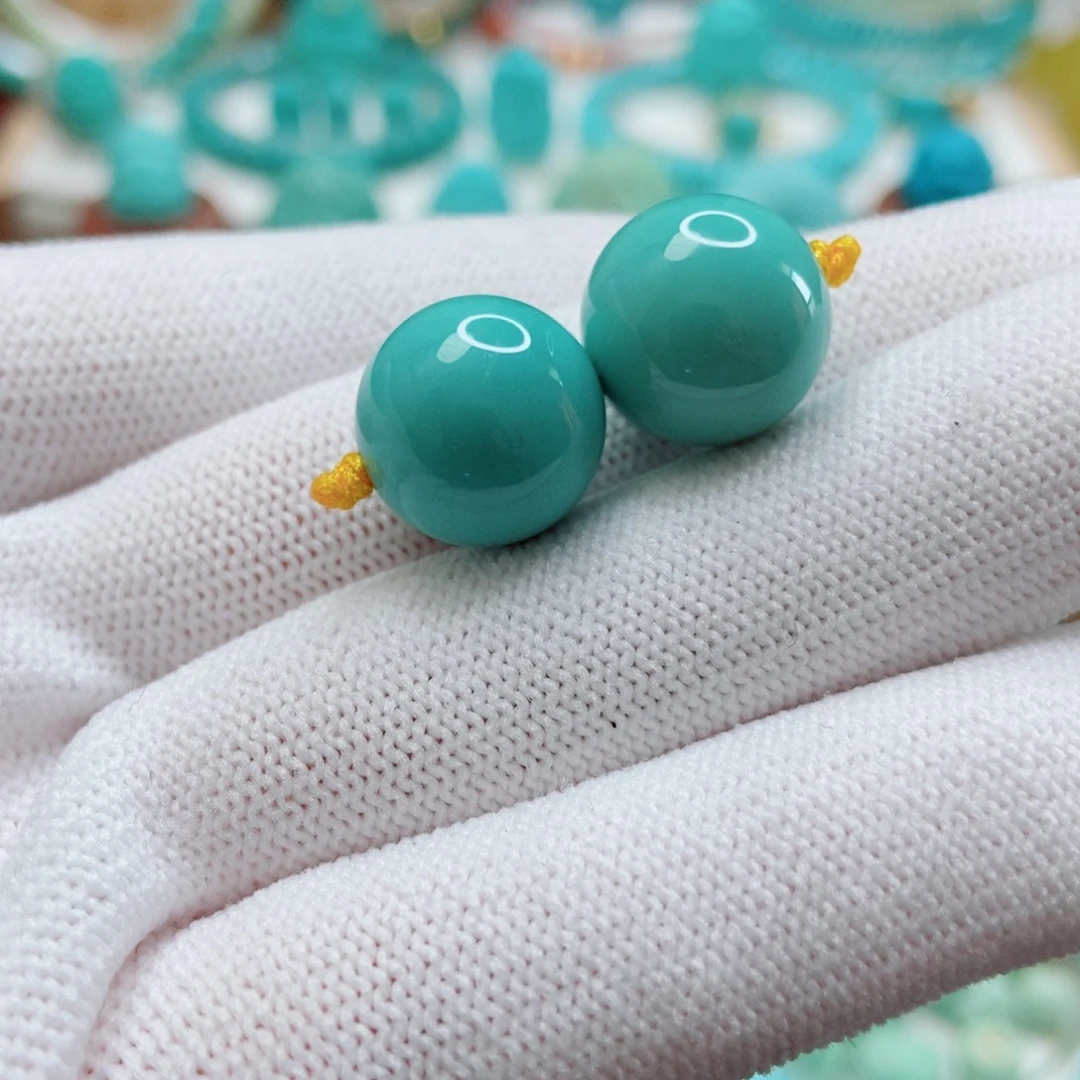 绿松石未镶嵌对珠13.5m