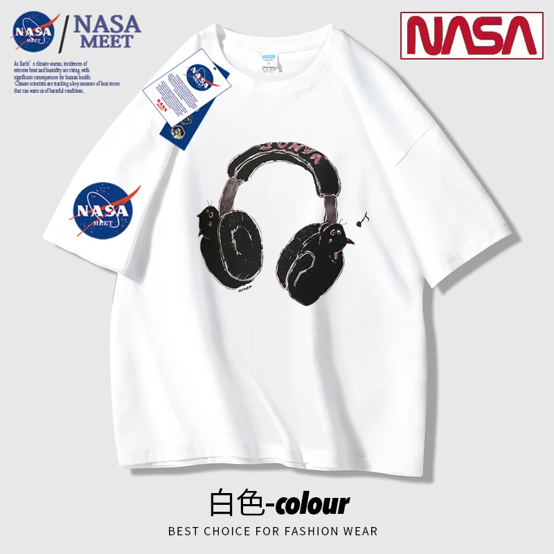 NASAMEETt恤短袖夏季2025年新款男女纯棉夏装ins学生半袖上衣百搭