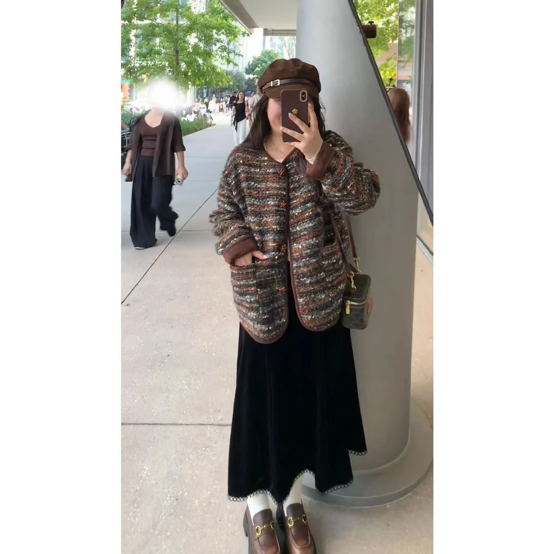 欣络集/欣姐【爱丁堡日记】小香风落肩袖休闲风轻奢短外套XLJ1044