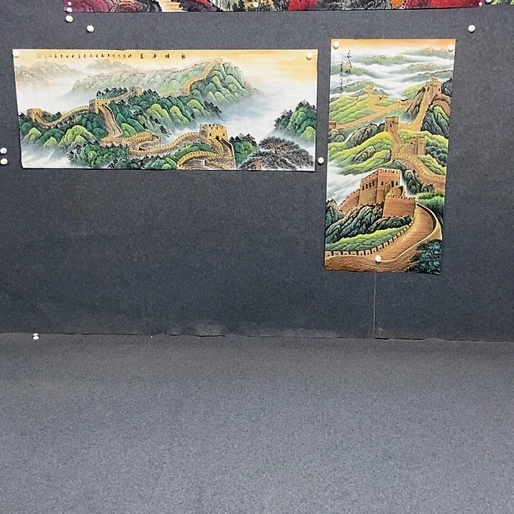 卤***湖国画小六尺长城一副四尺一副