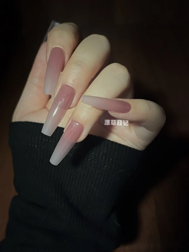 灰紫色渐变长梯夏日清透美甲穿戴甲10片装