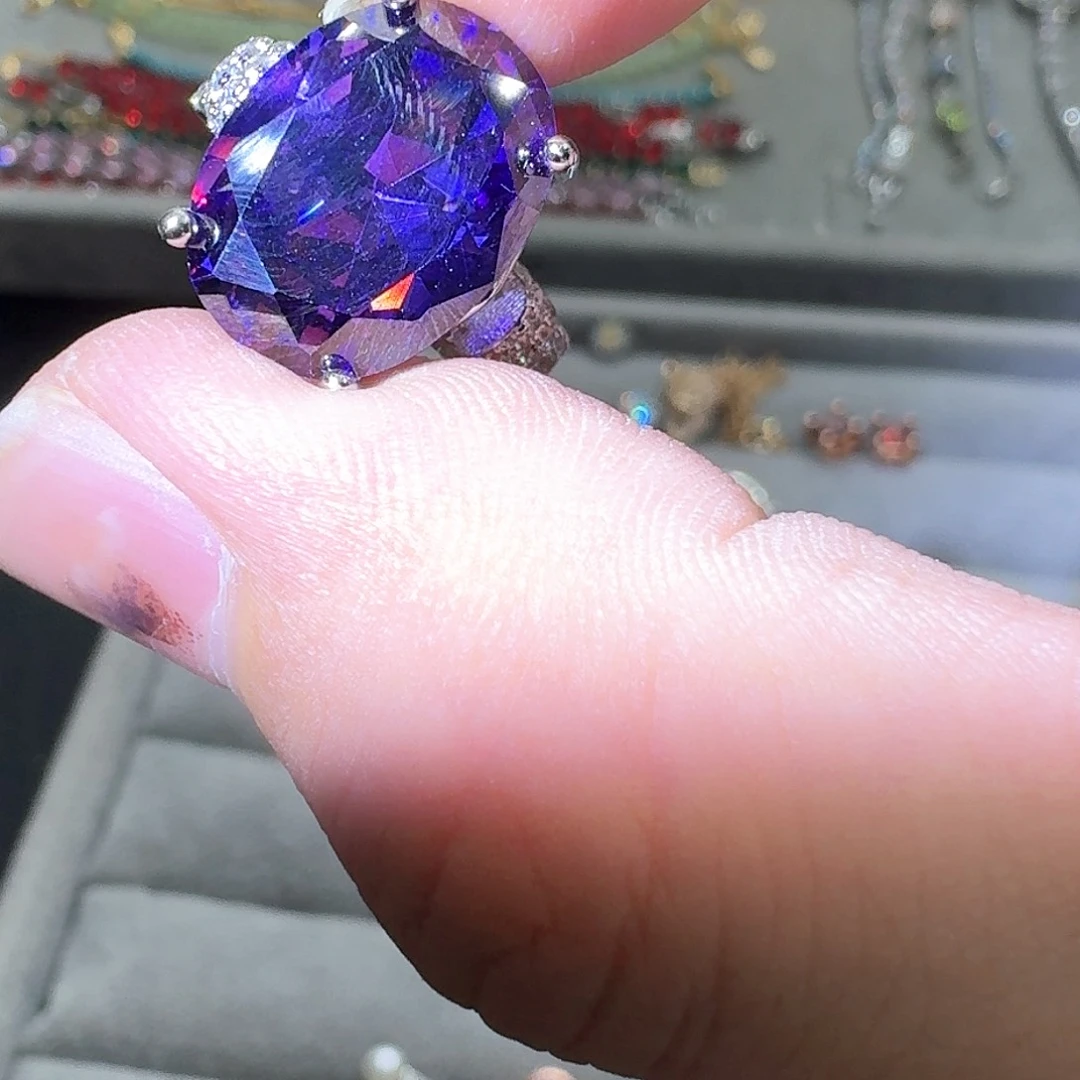 托帕石戒指银S925镶嵌