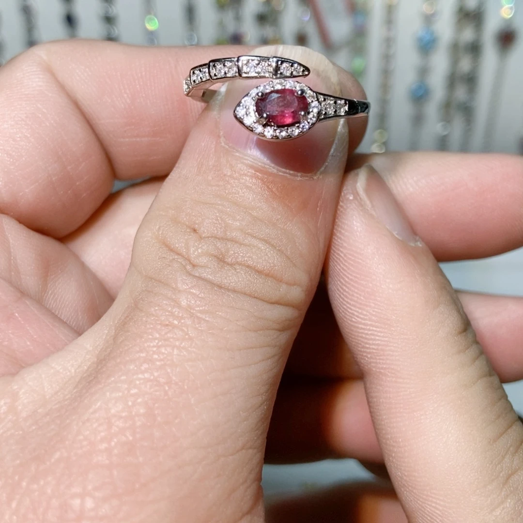 绿水晶戒指银S925镶嵌