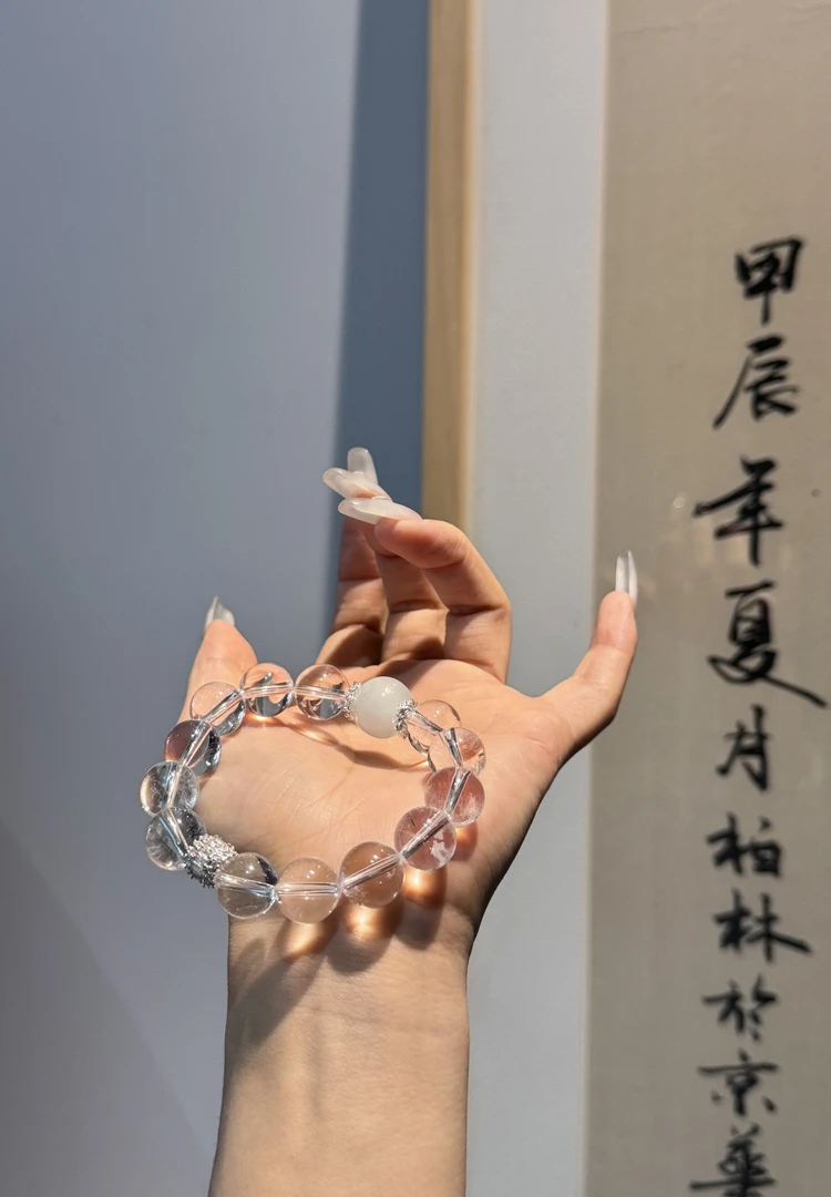 【水中月】12mm白水晶露丝同款手串 颜色微差多样性发货