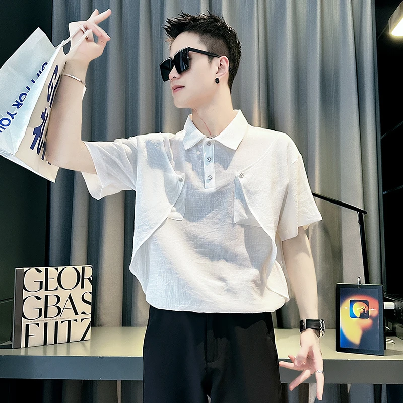 polo衫男款夏季2025新款爆款设计感痞帅半袖潮牌男装衣服短袖t恤