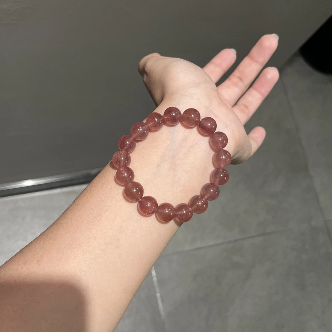 草莓晶大点位粉色系手串百搭男女11m加