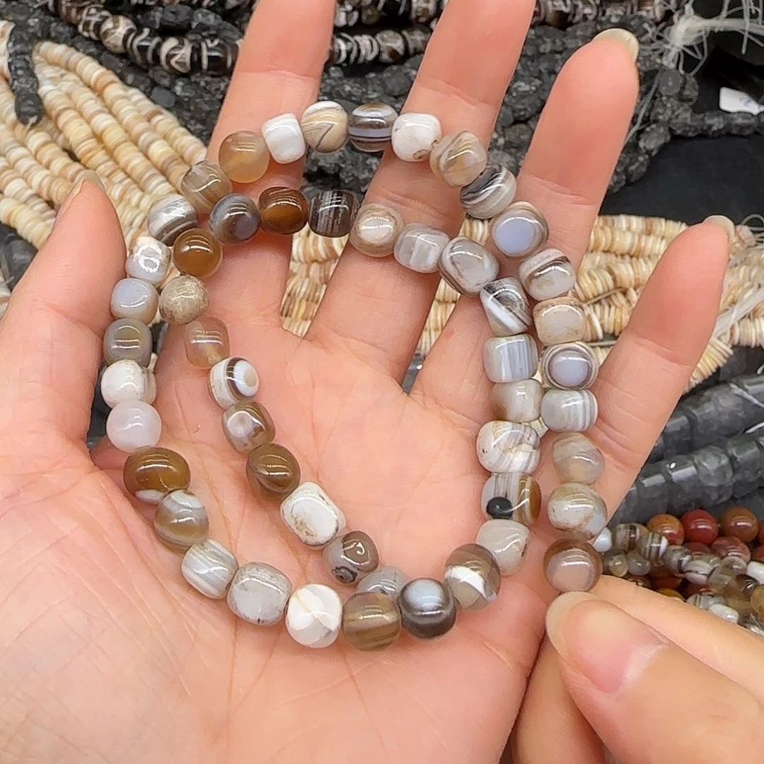 玛瑙/玉髓合金珠宝半成品老矿玛瑙手工珠8mm一条