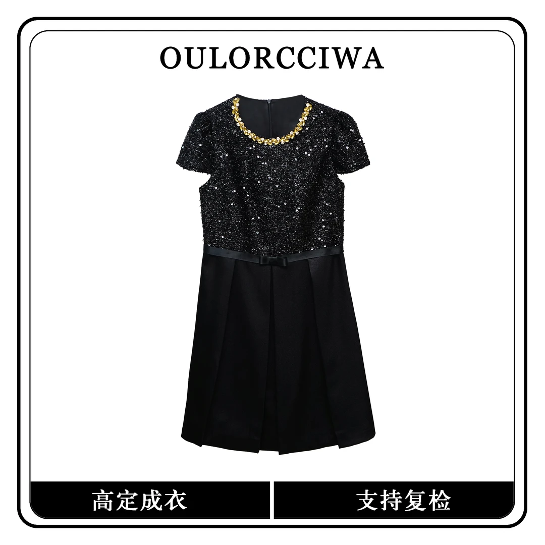 【心蕊】春款新款女装连衣裙气质时尚收腰显瘦连衣裙OLQW-954-黑色