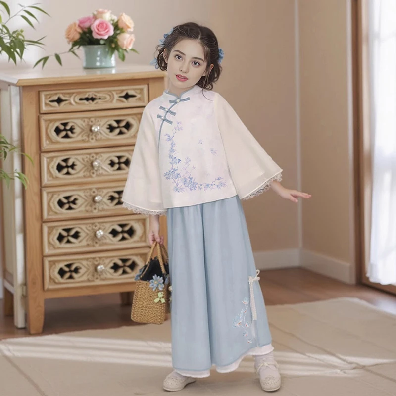 2025新款汉服女童春秋款唐装儿童新中式国风古装古风夏装中式套装