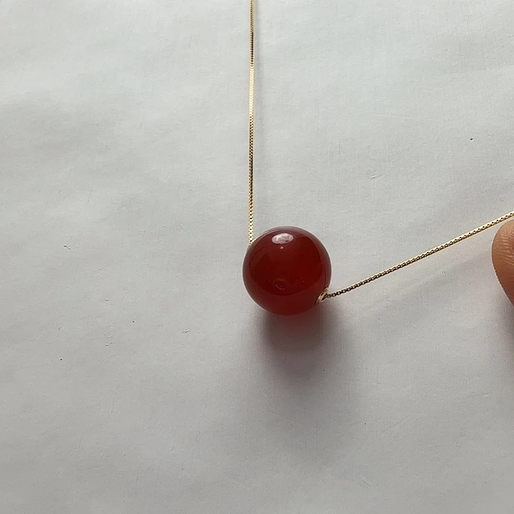 南红玛瑙18K金镶嵌颈饰