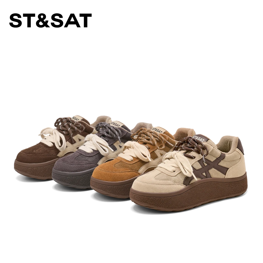 【臻选冬款】星期六加绒厚底时尚德训鞋2025冬季新款百搭增高板鞋女