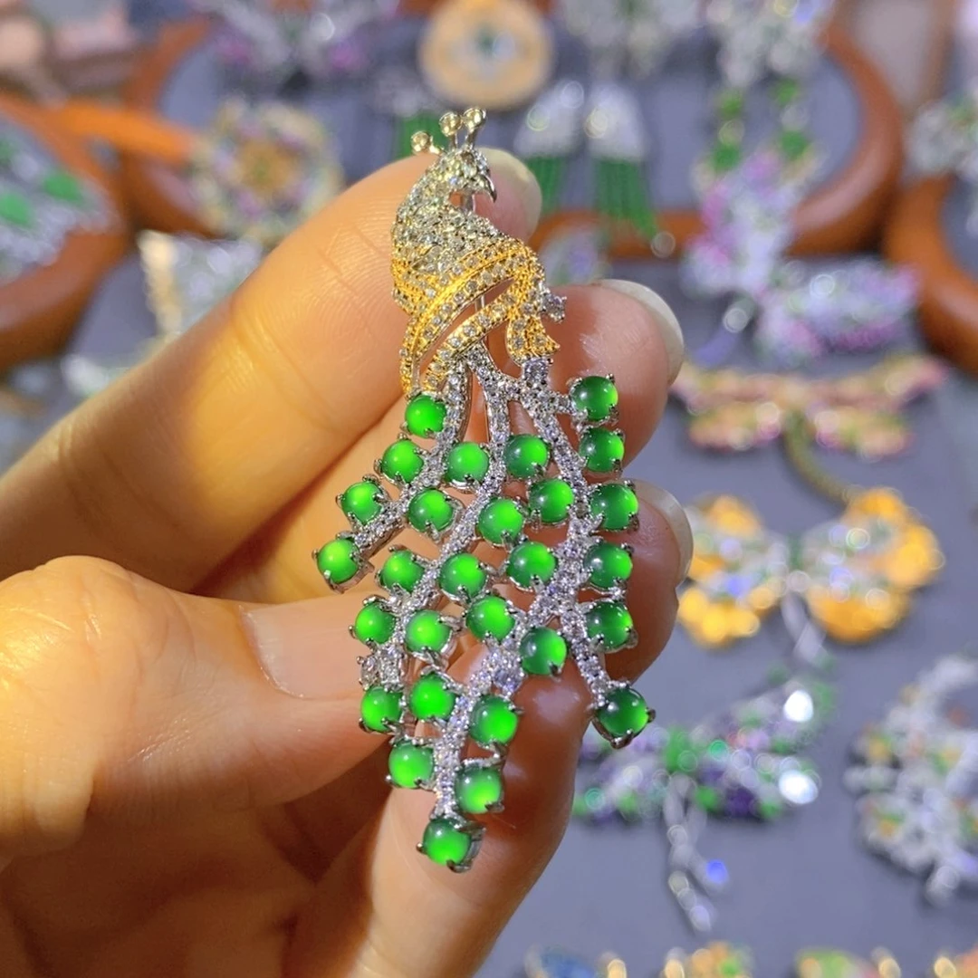 颈饰银S925镶嵌翡翠