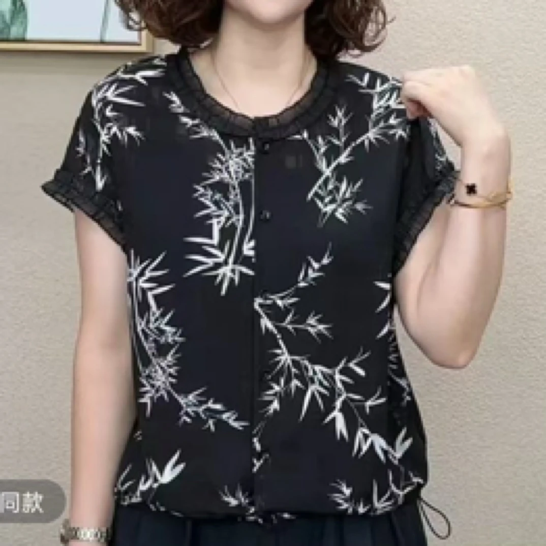 2025爆款夏季时尚女装薄短袖衬衫上衣百搭新款宽松显瘦洋气女小衫