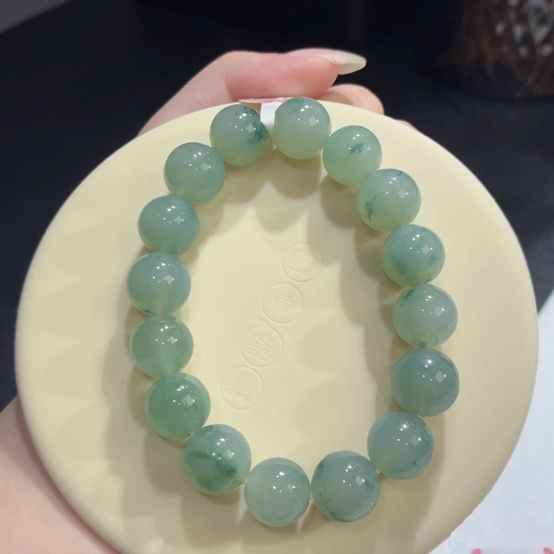 未镶嵌手链翡翠冰胶带绿底飘花卡13