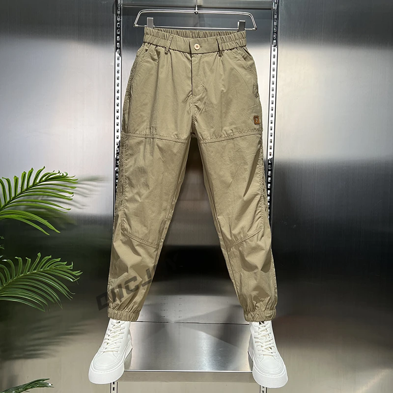 【高端】男士薄款微哈休闲裤复古宽松重磅束脚工装美式休闲百搭长裤