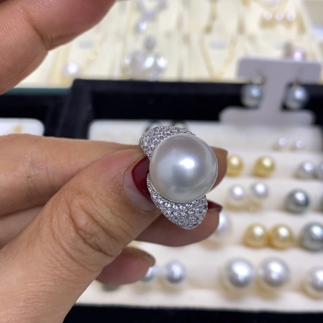 海水珍珠戒指银S925镶嵌