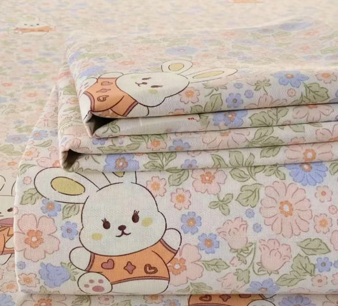 繁花小兔-新款老粗布床单200cm*240cm（±5cm）