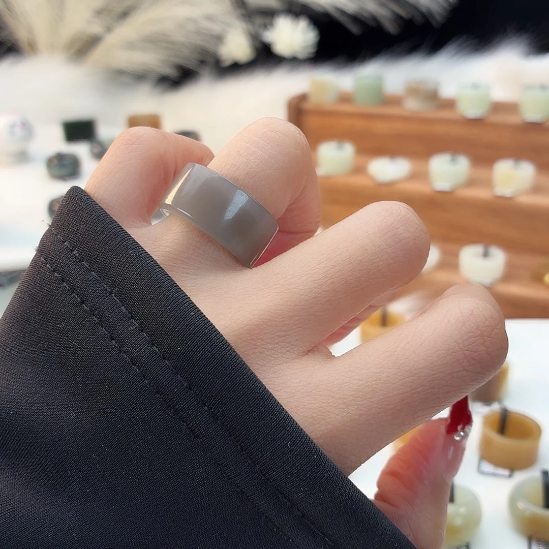 和田玉未镶嵌戒指i68紫罗兰圆切16.4mm