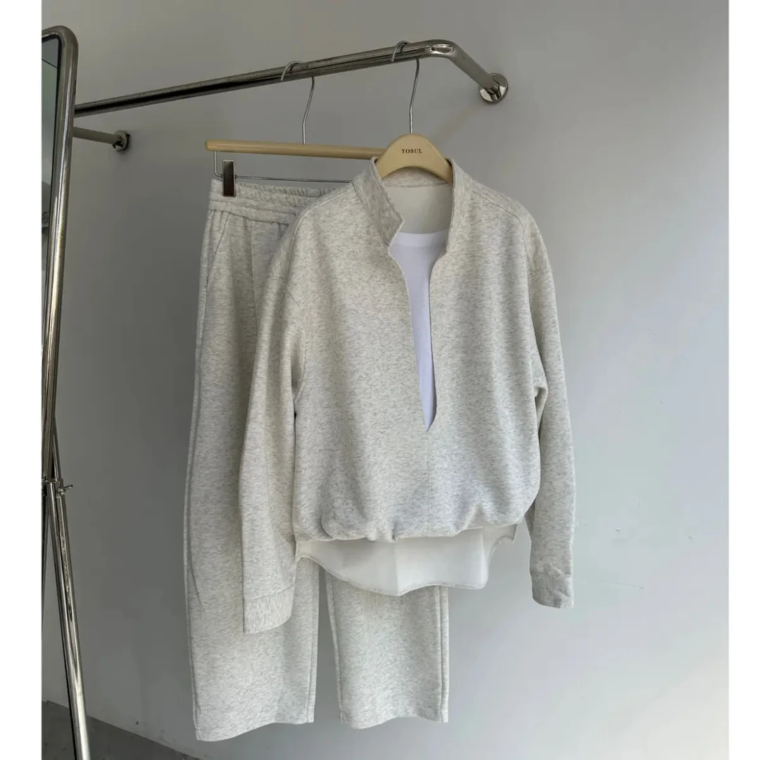 休闲运动套装秋季卫衣假两件休闲裤慢人风休闲宽松套装