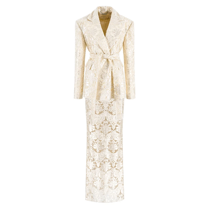 MAGGIEMA马婧法式系带绣花小香风优雅套装裙慵懒套装541C/540B