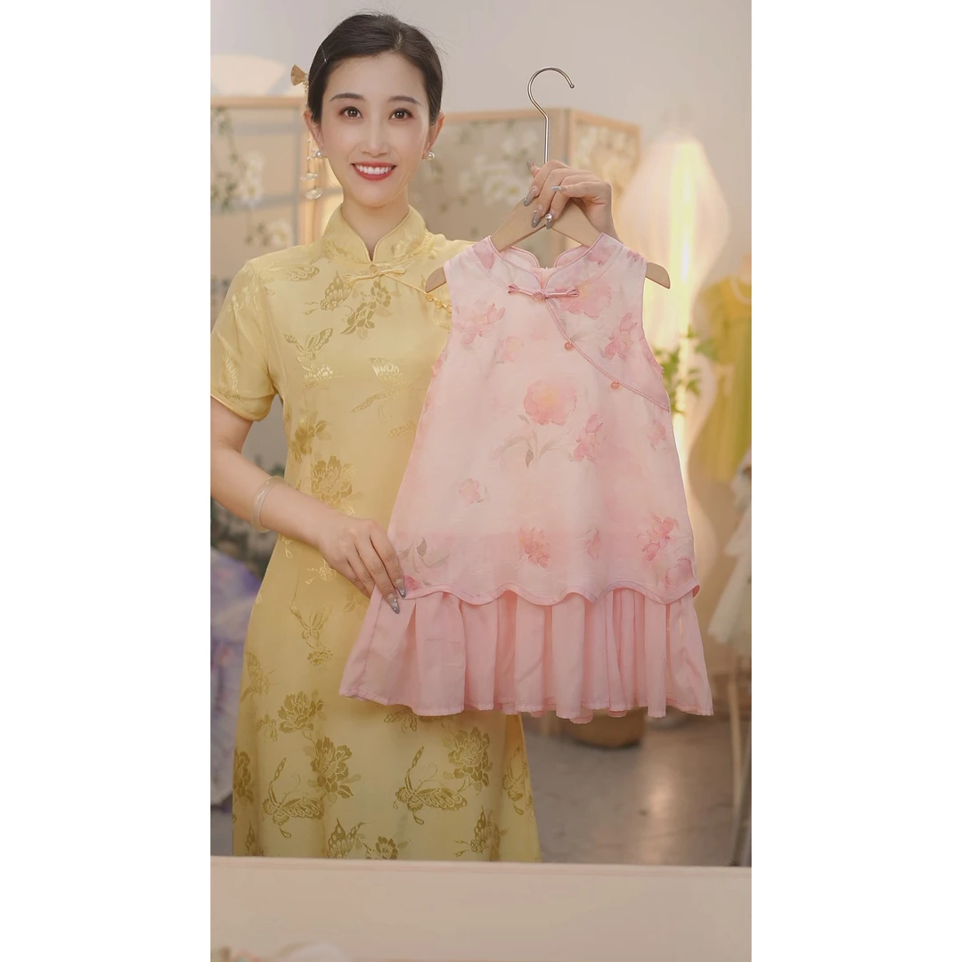 现货 【海棠】SC463女童夏季新中式2025新款国风旗袍裙