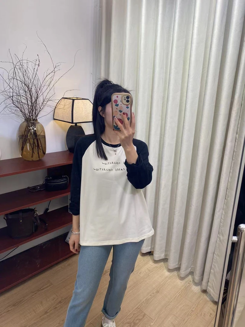 【慧慧精选】春季新品 插肩袖精品棉T恤衫